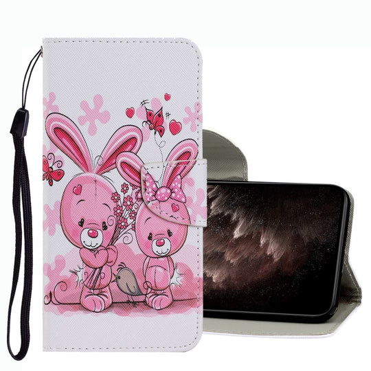For Xiaomi Mi 11T Coloured Drawing Pattern Leather Phone Case(Cute Rabbit)