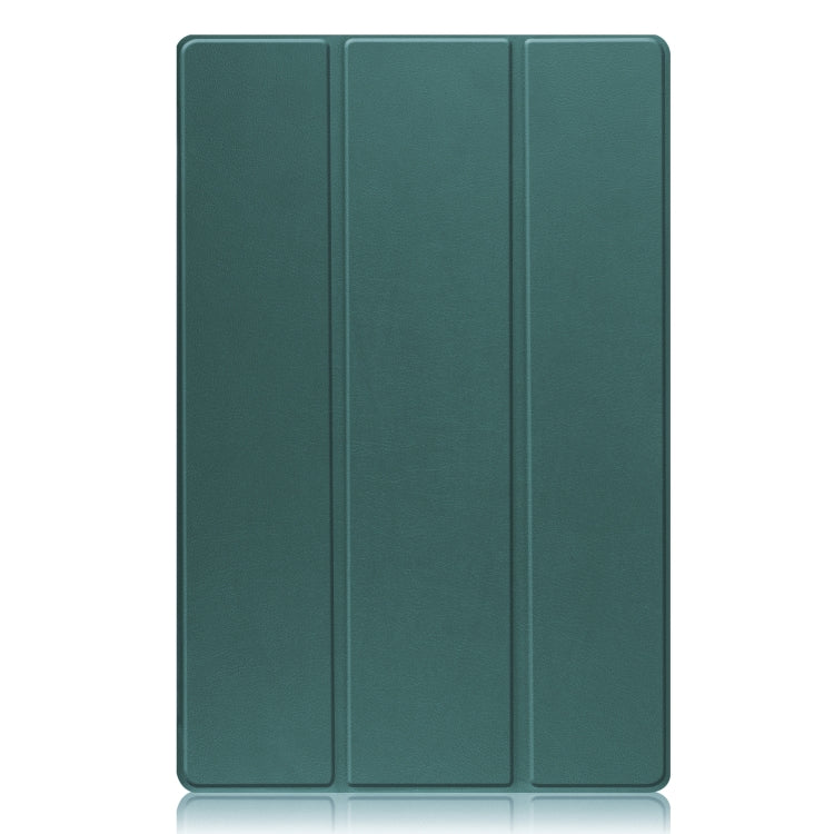 For Samsung Galaxy Tab S8 Ultra Three-folding Holder Custer Texture Leather Tablet Case(Green) - Galaxy Tab S8 Ultra Cases by buy2fix | Online Shopping UK | buy2fix