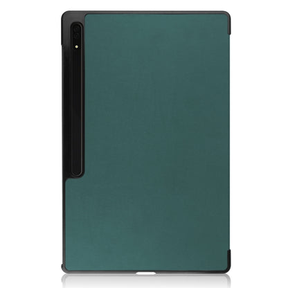 For Samsung Galaxy Tab S8 Ultra Three-folding Holder Custer Texture Leather Tablet Case(Green) - Galaxy Tab S8 Ultra Cases by buy2fix | Online Shopping UK | buy2fix