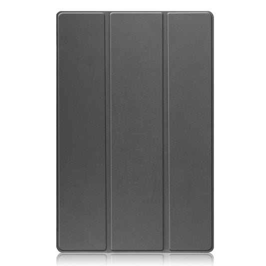 For Samsung Galaxy Tab S8 Ultra Three-folding Holder Custer Texture Leather Tablet Case(Grey) - Galaxy Tab S8 Ultra Cases by buy2fix | Online Shopping UK | buy2fix