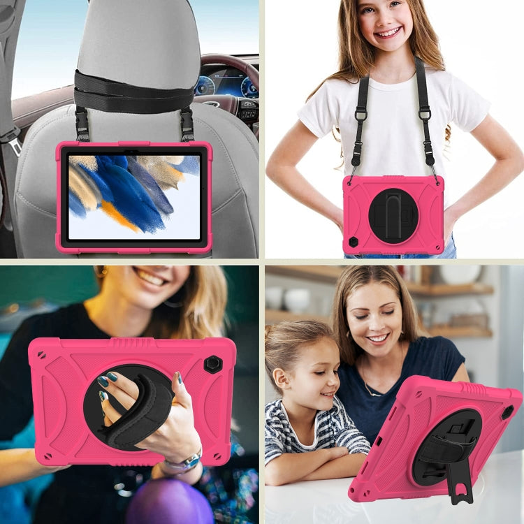 For Samsung Galaxy Tab A8 10.5 2021 Rotary Grab Silicone + PC Tablet Case(Rose Red) - Other Galaxy Tab PC by buy2fix | Online Shopping UK | buy2fix