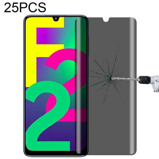25 PCS Full Cover Anti-peeping Tempered Glass Film For Samsung Galaxy F22
