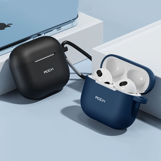 ROCK RPC3013 Silicone Earphone Protective Case with Hook For AirPods 3(Black) - For AirPods 3 by ROCK | Online Shopping UK | buy2fix