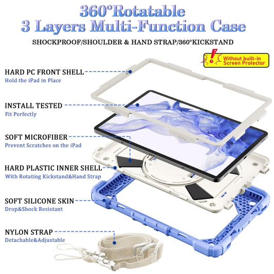 For Samsung Galaxy Tab S8 / Tab S7 Contrast Color Robot Silicone + PC Tablet Case(Lotus Root Purple Beige) - Galaxy Tab S8 Cases by buy2fix | Online Shopping UK | buy2fix