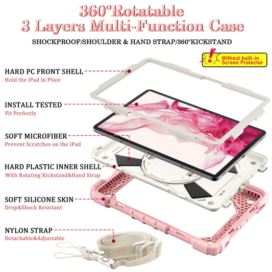 For Samsung Galaxy Tab S8 / Tab S7 Contrast Color Robot Silicone + PC Tablet Case(Rose Gold+Beige) by buy2fix