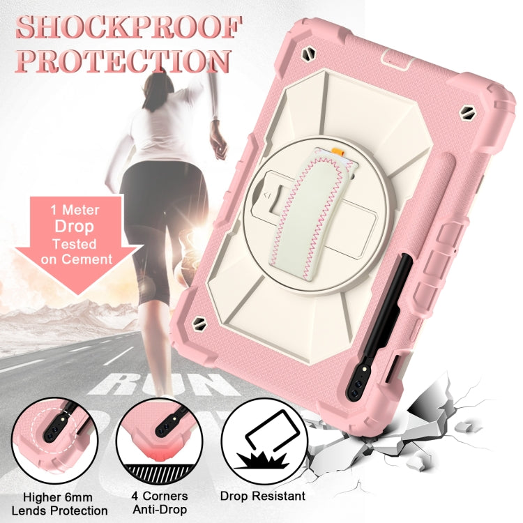 For Samsung Galaxy Tab S8 / Tab S7 Contrast Color Robot Silicone + PC Tablet Case(Rose Gold+Beige) by buy2fix