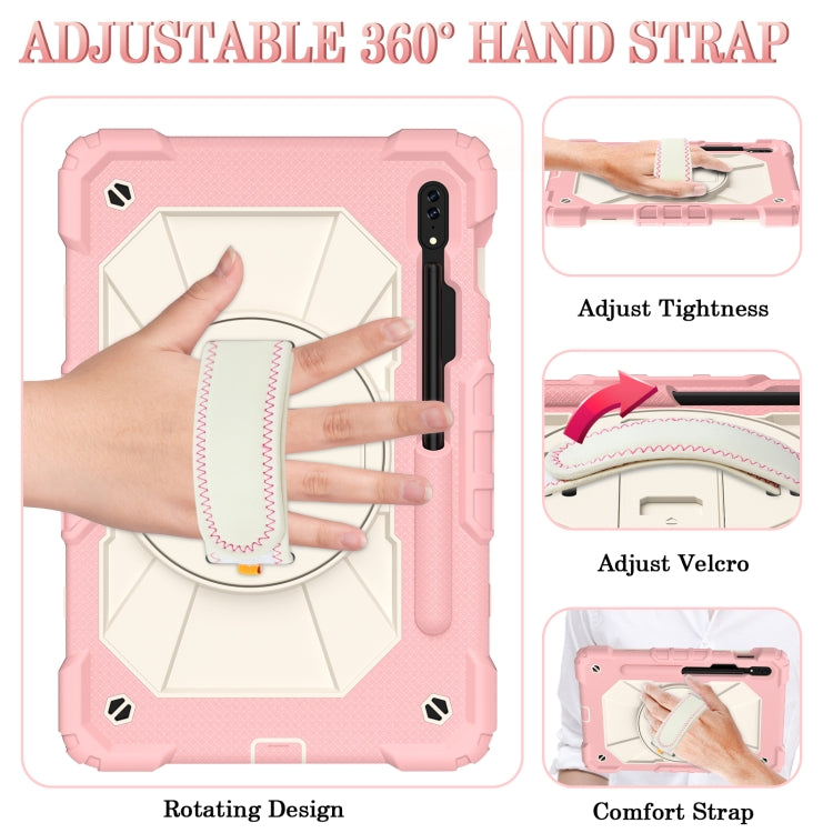 For Samsung Galaxy Tab S8 / Tab S7 Contrast Color Robot Silicone + PC Tablet Case(Rose Gold+Beige) by buy2fix