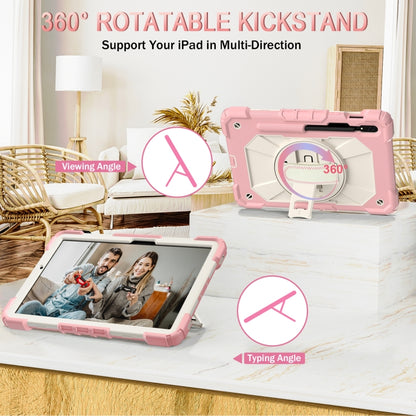 For Samsung Galaxy Tab S8 / Tab S7 Contrast Color Robot Silicone + PC Tablet Case(Rose Gold+Beige) by buy2fix