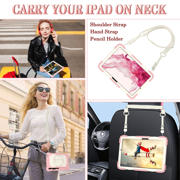 For Samsung Galaxy Tab S8 / Tab S7 Contrast Color Robot Silicone + PC Tablet Case(Rose Gold+Beige) by buy2fix