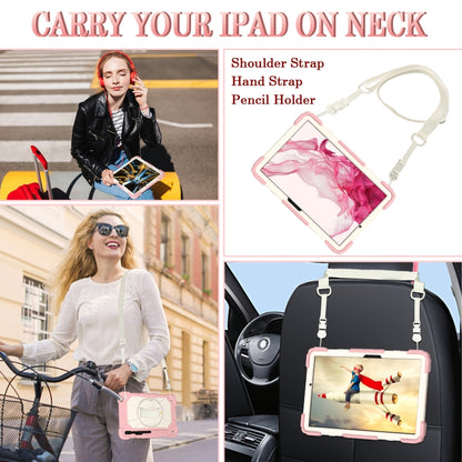 For Samsung Galaxy Tab S8 / Tab S7 Contrast Color Robot Silicone + PC Tablet Case(Rose Gold+Beige) by buy2fix