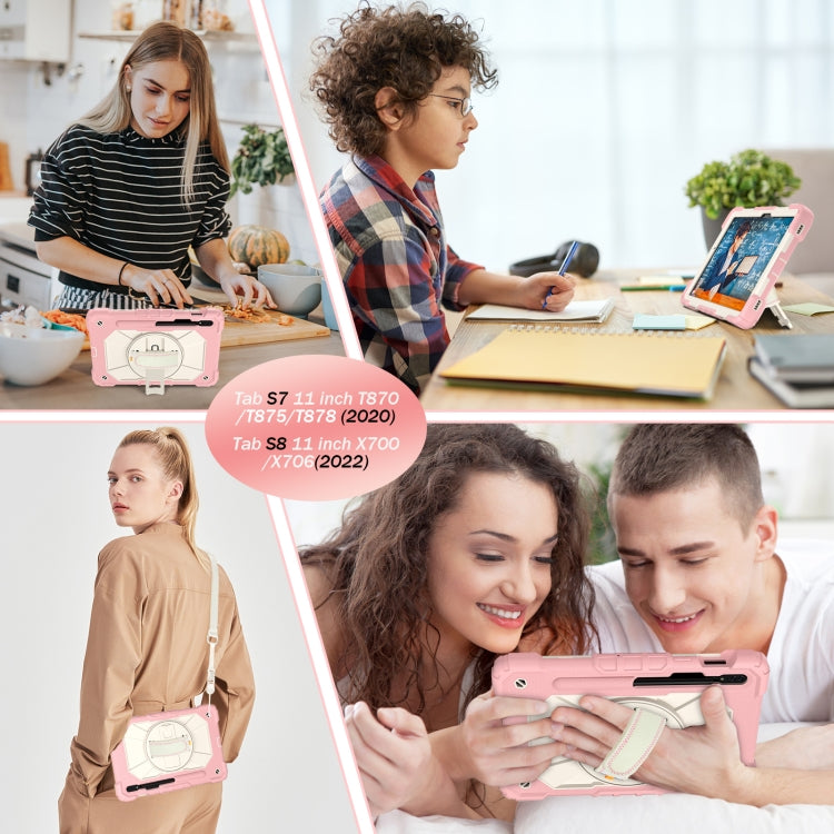 For Samsung Galaxy Tab S8 / Tab S7 Contrast Color Robot Silicone + PC Tablet Case(Rose Gold+Beige) by buy2fix