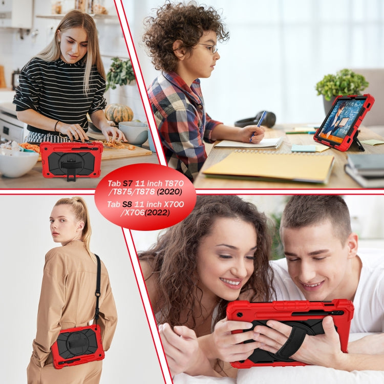 For Samsung Galaxy Tab S8 / Tab S7 Contrast Color Robot Silicone + PC Tablet Case(Red+Black) by buy2fix