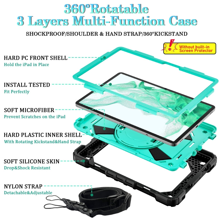 For Samsung Galaxy Tab S8 / Tab S7 Contrast Color Robot Silicone + PC Tablet Case(Black+Aqua) by buy2fix