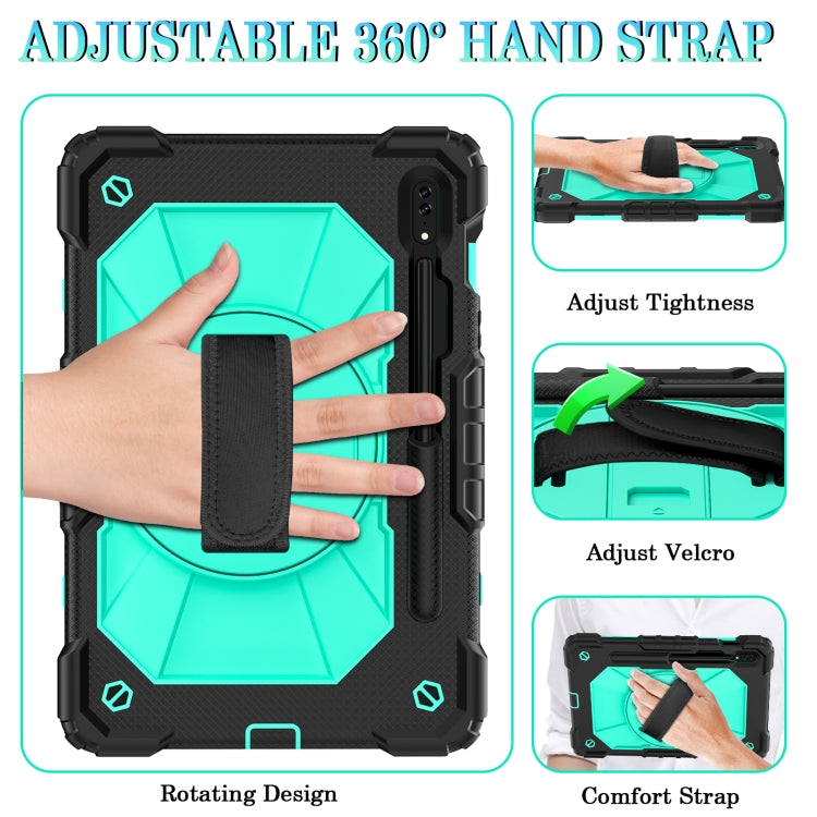 For Samsung Galaxy Tab S8 / Tab S7 Contrast Color Robot Silicone + PC Tablet Case(Black+Aqua) by buy2fix
