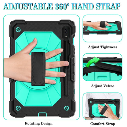 For Samsung Galaxy Tab S8 / Tab S7 Contrast Color Robot Silicone + PC Tablet Case(Black+Aqua) by buy2fix