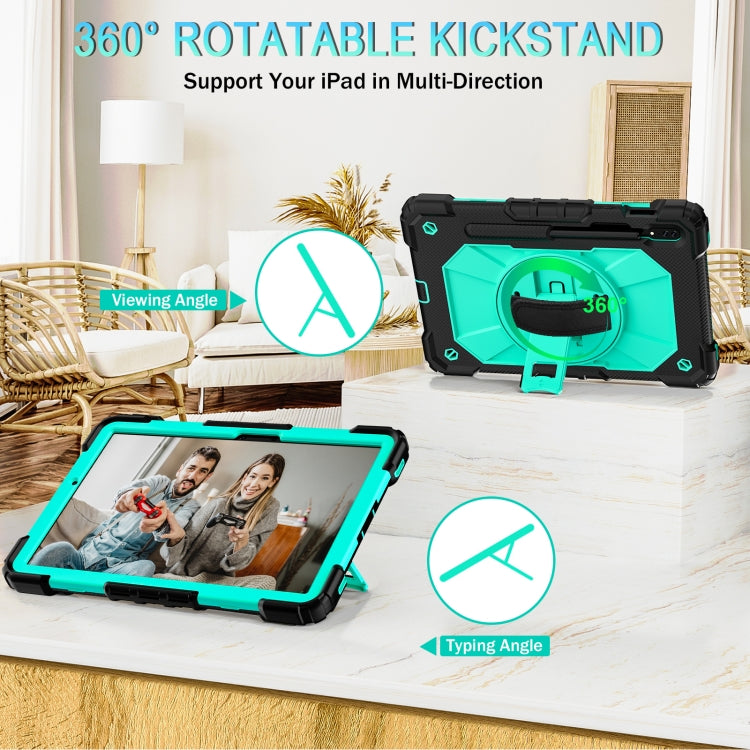 For Samsung Galaxy Tab S8 / Tab S7 Contrast Color Robot Silicone + PC Tablet Case(Black+Aqua) by buy2fix