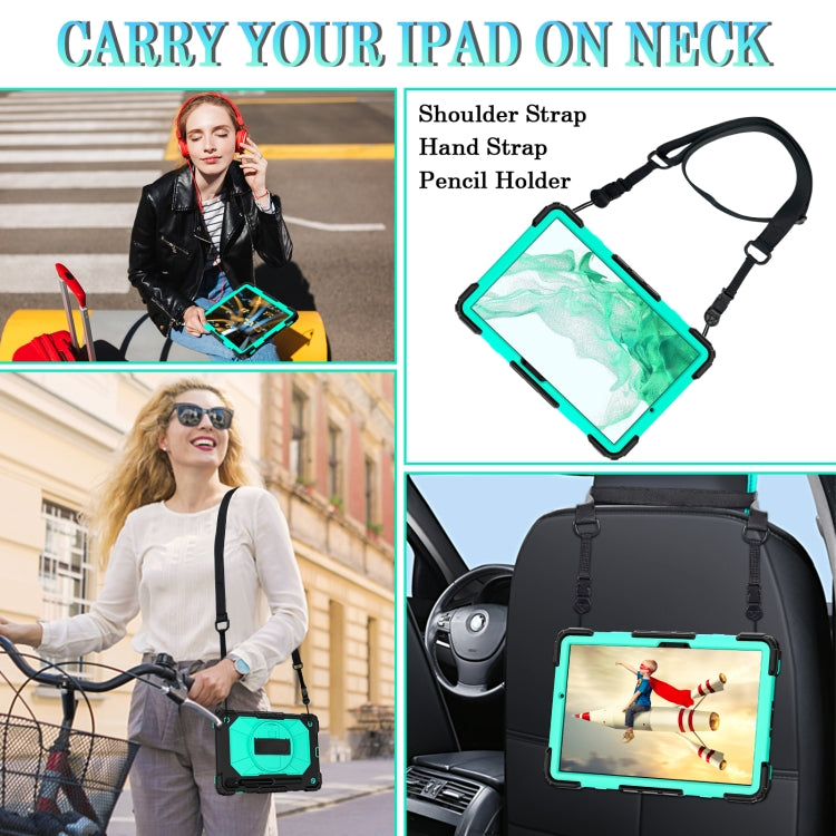 For Samsung Galaxy Tab S8 / Tab S7 Contrast Color Robot Silicone + PC Tablet Case(Black+Aqua) by buy2fix