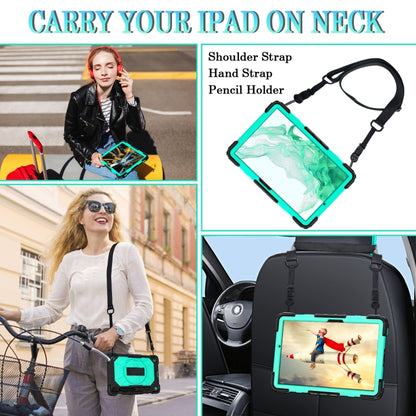 For Samsung Galaxy Tab S8 / Tab S7 Contrast Color Robot Silicone + PC Tablet Case(Black+Aqua) by buy2fix