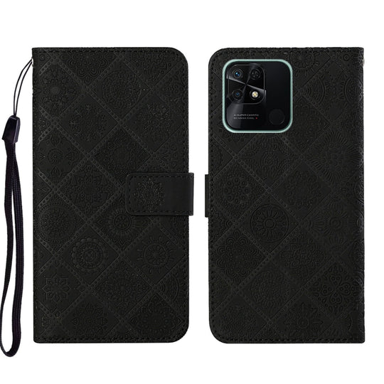 For Xiaomi Redmi 10C Ethnic Style Embossed Pattern Leather Phone Case(Black)