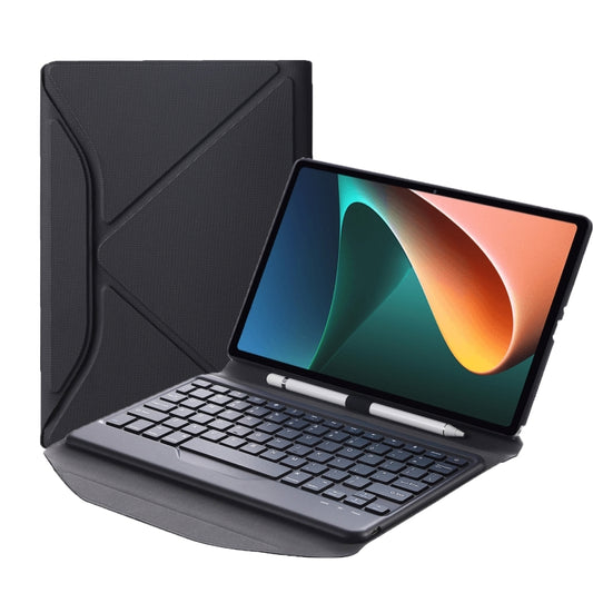 B0N5 Diamond Texture Bluetooth Keyboard Leather Case with Triangle Back Support For Xiaomi Pad 5 / 5 Pro(Black + Black) - Xiaomi Keyboard by buy2fix | Online Shopping UK | buy2fix
