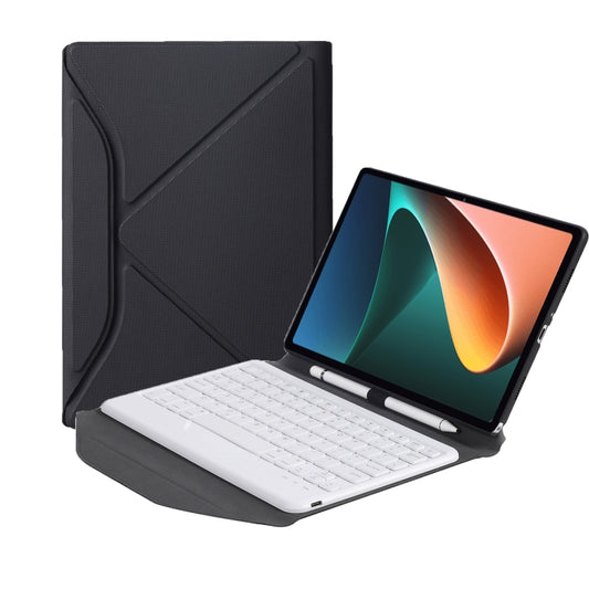 B0N5 Diamond Texture Bluetooth Keyboard Leather Case with Triangle Back Support For Xiaomi Pad 5 / 5 Pro(Black + White) - Xiaomi Keyboard by buy2fix | Online Shopping UK | buy2fix