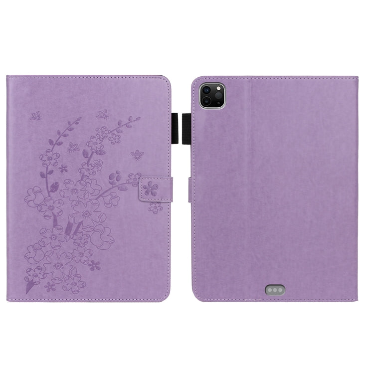 For iPad Pro 11 inch 2020 / 2018 Embossed Plum Bossom Pattern Smart Leather Tablet Case(Purple) - iPad Pro 11 (2020) Cases by buy2fix | Online Shopping UK | buy2fix