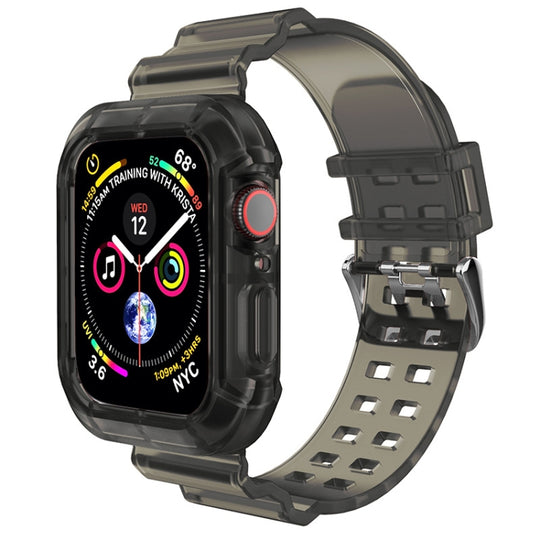 Transparent Watch Band For Apple Watch Series 8&7 45mm / SE 2&6&SE&5&4 44mm / 3&2&1 42mm(Transparent Black)