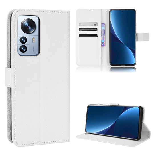 For Xiaomi 12 Pro Diamond Texture Leather Phone Case(White)