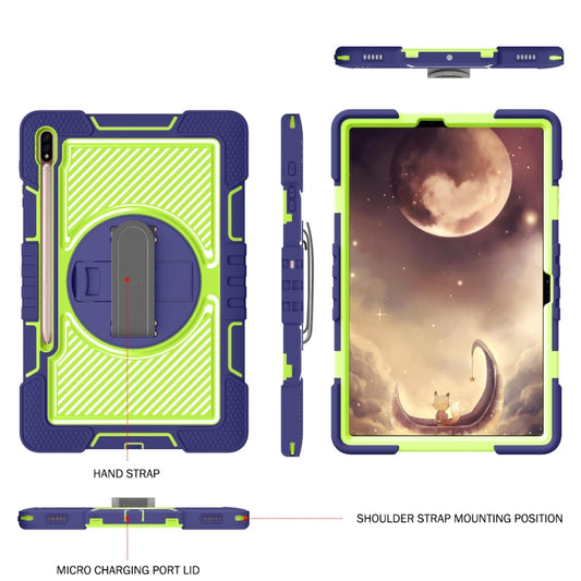 For Samsung Galaxy Tab A7 Lite 360 Degree Rotation Contrast Color Silicone + PC Tablet Case(Navy Blue+Yellow Green) - Tab A7 Lite T220 / T225 by buy2fix | Online Shopping UK | buy2fix