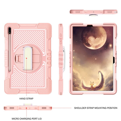 For Samsung Galaxy Tab A7 Lite 360 Degree Rotation Contrast Color Silicone + PC Tablet Case(Rose Gold) - Tab A7 Lite T220 / T225 by buy2fix | Online Shopping UK | buy2fix