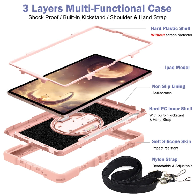 For Samsung Galaxy Tab A7 Lite 360 Degree Rotation Contrast Color Silicone + PC Tablet Case(Rose Gold) - Tab A7 Lite T220 / T225 by buy2fix | Online Shopping UK | buy2fix