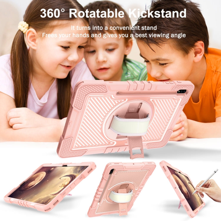 For Samsung Galaxy Tab A7 Lite 360 Degree Rotation Contrast Color Silicone + PC Tablet Case(Rose Gold) - Tab A7 Lite T220 / T225 by buy2fix | Online Shopping UK | buy2fix