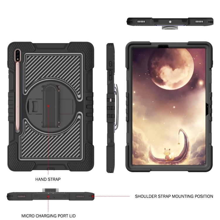 For Samsung Galaxy Tab A7 Lite 360 Degree Rotation Contrast Color Silicone + PC Tablet Case(Black) - Tab A7 Lite T220 / T225 by buy2fix | Online Shopping UK | buy2fix