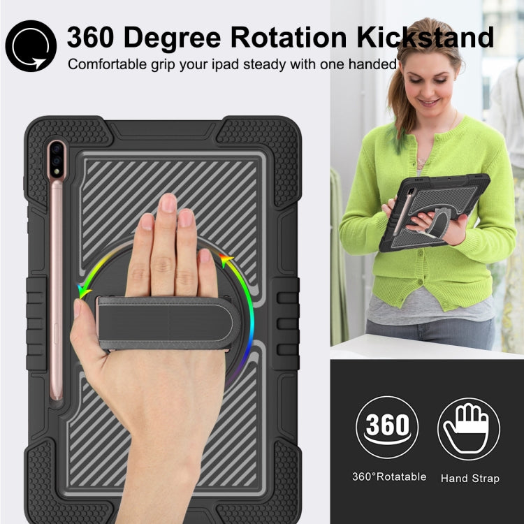 For Samsung Galaxy Tab A7 Lite 360 Degree Rotation Contrast Color Silicone + PC Tablet Case(Black) - Tab A7 Lite T220 / T225 by buy2fix | Online Shopping UK | buy2fix