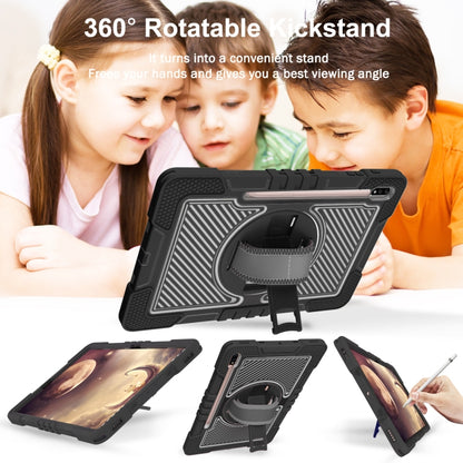 For Samsung Galaxy Tab A7 Lite 360 Degree Rotation Contrast Color Silicone + PC Tablet Case(Black) - Tab A7 Lite T220 / T225 by buy2fix | Online Shopping UK | buy2fix