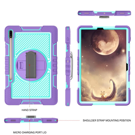 For Samsung Galaxy Tab A7 Lite 360 Degree Rotation Contrast Color Silicone + PC Tablet Case(Purple+Mint Green) - Tab A7 Lite T220 / T225 by buy2fix | Online Shopping UK | buy2fix