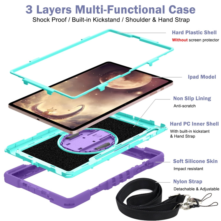 For Samsung Galaxy Tab A7 Lite 360 Degree Rotation Contrast Color Silicone + PC Tablet Case(Purple+Mint Green) - Tab A7 Lite T220 / T225 by buy2fix | Online Shopping UK | buy2fix