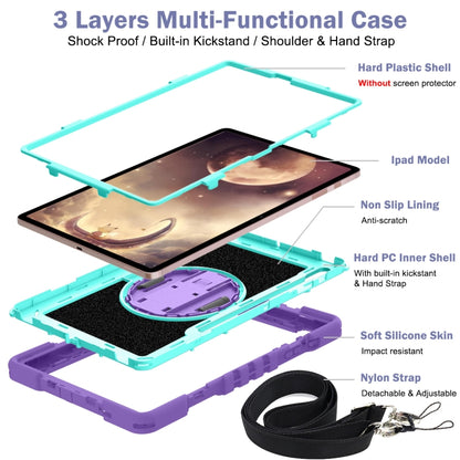 For Samsung Galaxy Tab A7 Lite 360 Degree Rotation Contrast Color Silicone + PC Tablet Case(Purple+Mint Green) - Tab A7 Lite T220 / T225 by buy2fix | Online Shopping UK | buy2fix