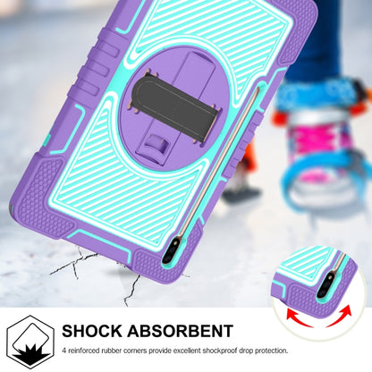 For Samsung Galaxy Tab A7 Lite 360 Degree Rotation Contrast Color Silicone + PC Tablet Case(Purple+Mint Green) - Tab A7 Lite T220 / T225 by buy2fix | Online Shopping UK | buy2fix