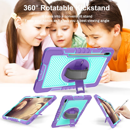 For Samsung Galaxy Tab A7 Lite 360 Degree Rotation Contrast Color Silicone + PC Tablet Case(Purple+Mint Green) - Tab A7 Lite T220 / T225 by buy2fix | Online Shopping UK | buy2fix