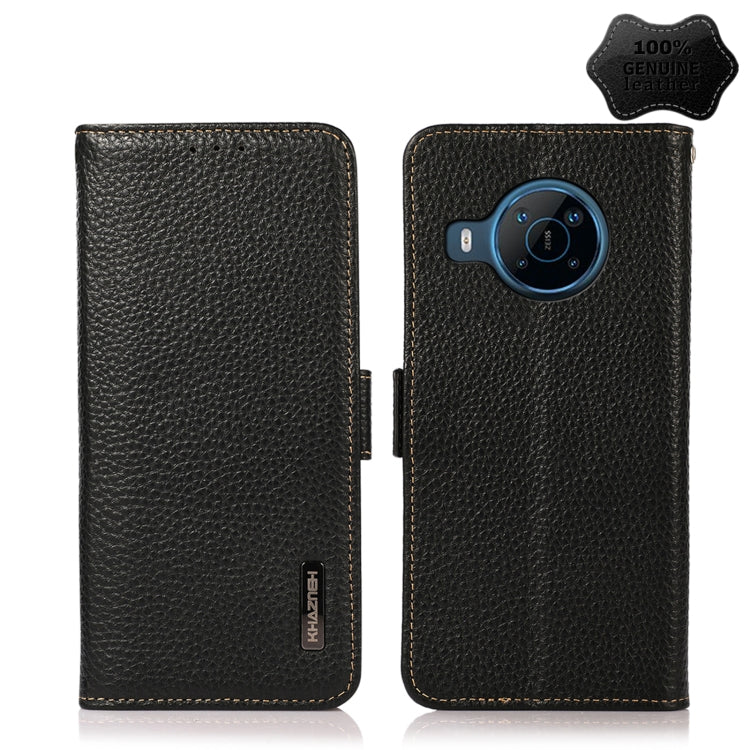 For Nokia X100 KHAZNEH Side-Magnetic Litchi Genuine Leather RFID Phone Case(Black) - Nokia Cases by buy2fix | Online Shopping UK | buy2fix