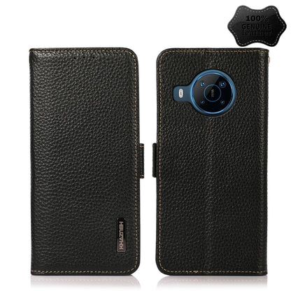 For Nokia X100 KHAZNEH Side-Magnetic Litchi Genuine Leather RFID Phone Case(Black) - Nokia Cases by buy2fix | Online Shopping UK | buy2fix