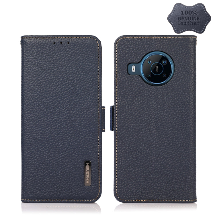 For Nokia X100 KHAZNEH Side-Magnetic Litchi Genuine Leather RFID Phone Case(Blue) - Nokia Cases by buy2fix | Online Shopping UK | buy2fix
