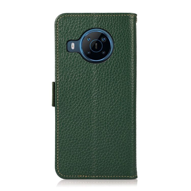 For Nokia X100 KHAZNEH Side-Magnetic Litchi Genuine Leather RFID Phone Case(Green) - Nokia Cases by buy2fix | Online Shopping UK | buy2fix