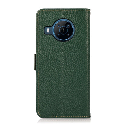 For Nokia X100 KHAZNEH Side-Magnetic Litchi Genuine Leather RFID Phone Case(Green) - Nokia Cases by buy2fix | Online Shopping UK | buy2fix