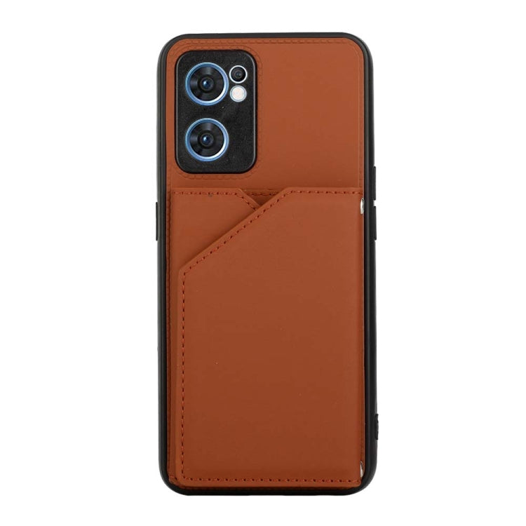 For OPPO Reno7 5G Skin Feel PU + TPU + PC Phone Case(Brown) by buy2fix