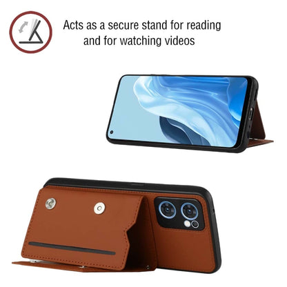 For OPPO Reno7 5G Skin Feel PU + TPU + PC Phone Case(Brown) by buy2fix