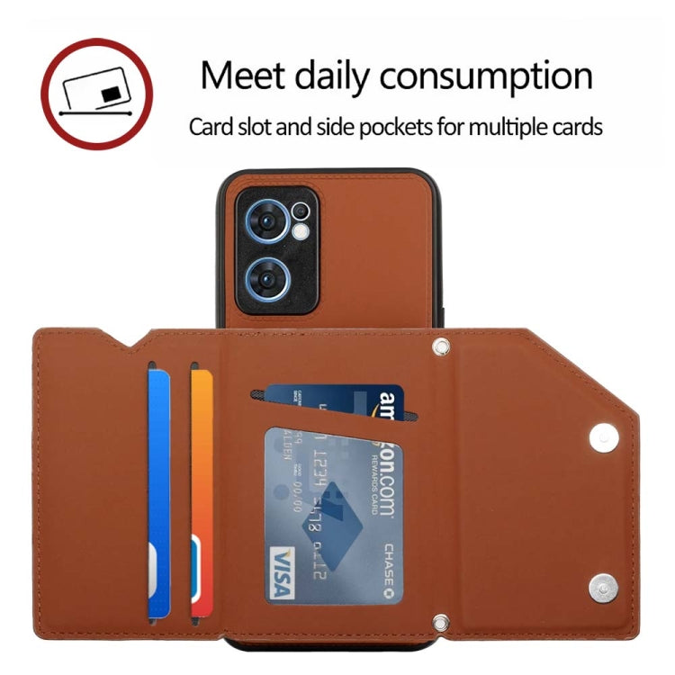 For OPPO Reno7 5G Skin Feel PU + TPU + PC Phone Case(Brown) by buy2fix