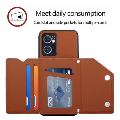 For OPPO Reno7 5G Skin Feel PU + TPU + PC Phone Case(Brown) by buy2fix