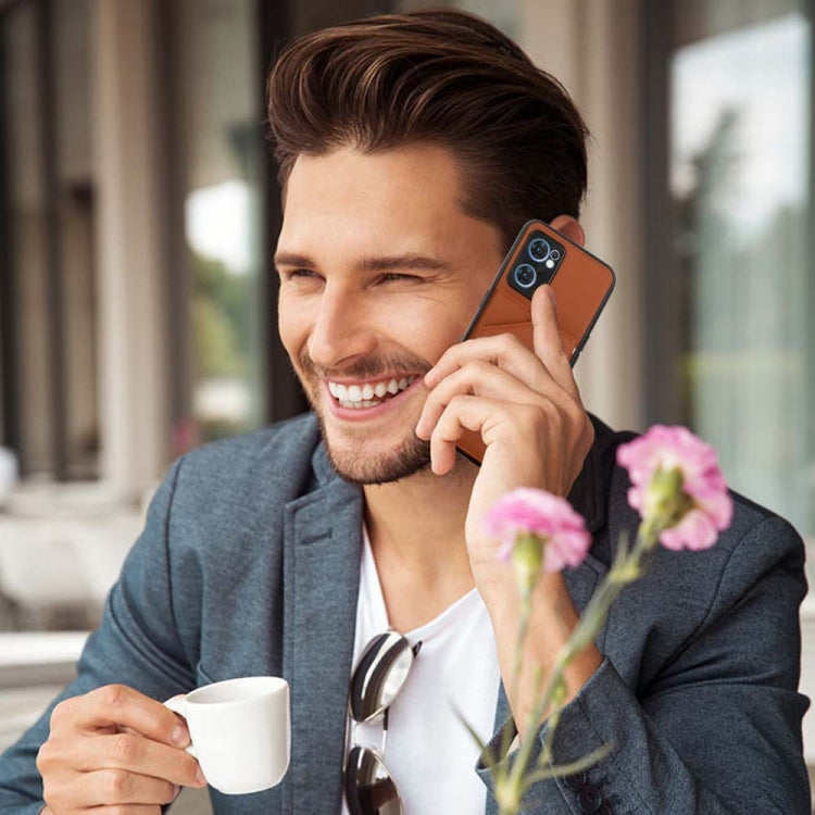 For OPPO Reno7 5G Skin Feel PU + TPU + PC Phone Case(Brown) by buy2fix